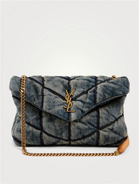 blue jean ysl purse|YSL denim puffer.